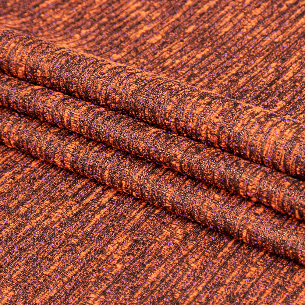 Vibrant Orange, Grapeade and Metallic Gold Polyester Tweed