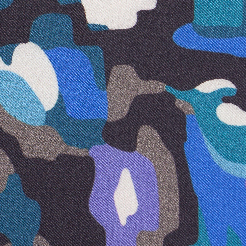NYC Designer Teal Camo Poly Charmeuse
