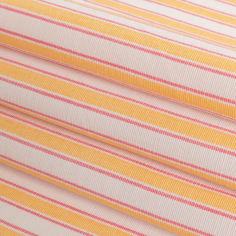 Citrus Yellow, Rose and White Striped Handwoven Cotton
