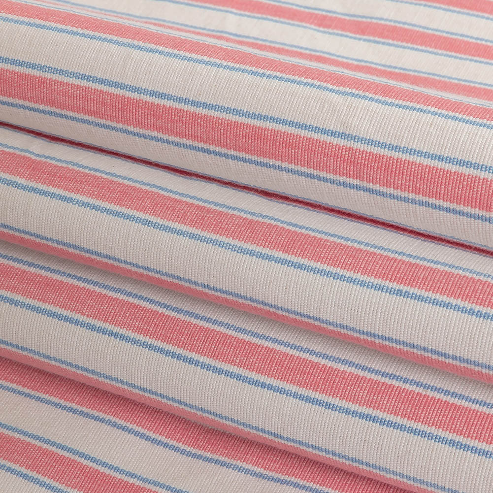 Cotton Candy Pink, Blue and White Striped Handwoven Cotton