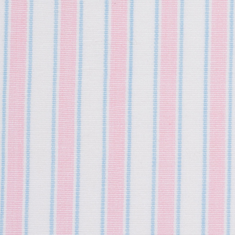 Baby Pink, Blue and White Striped Handwoven Cotton