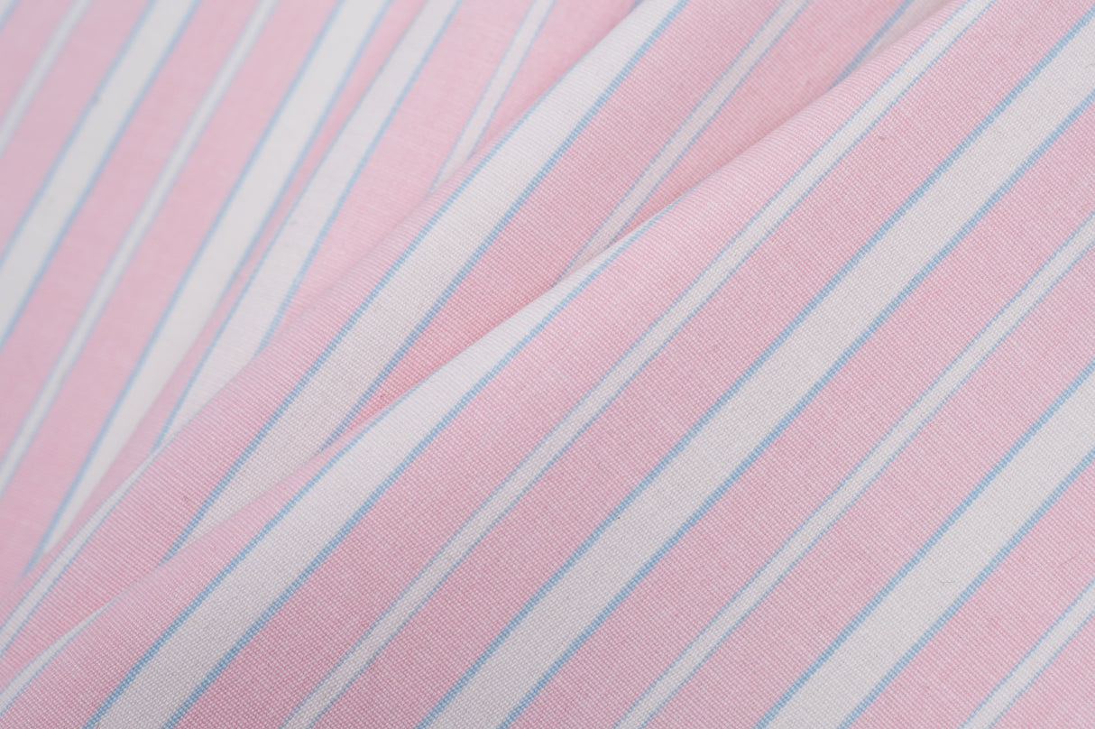 Baby Pink, Blue and White Striped Handwoven Cotton