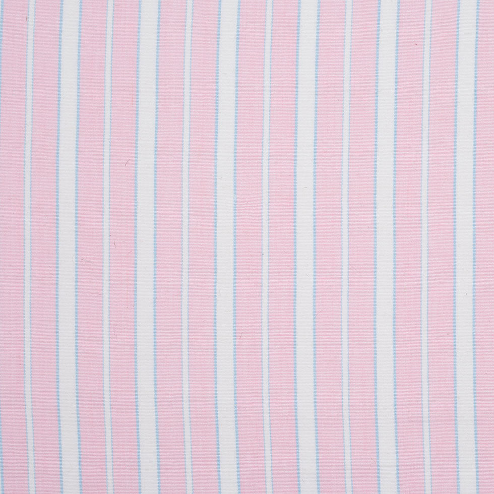 Baby Pink, Blue and White Striped Handwoven Cotton