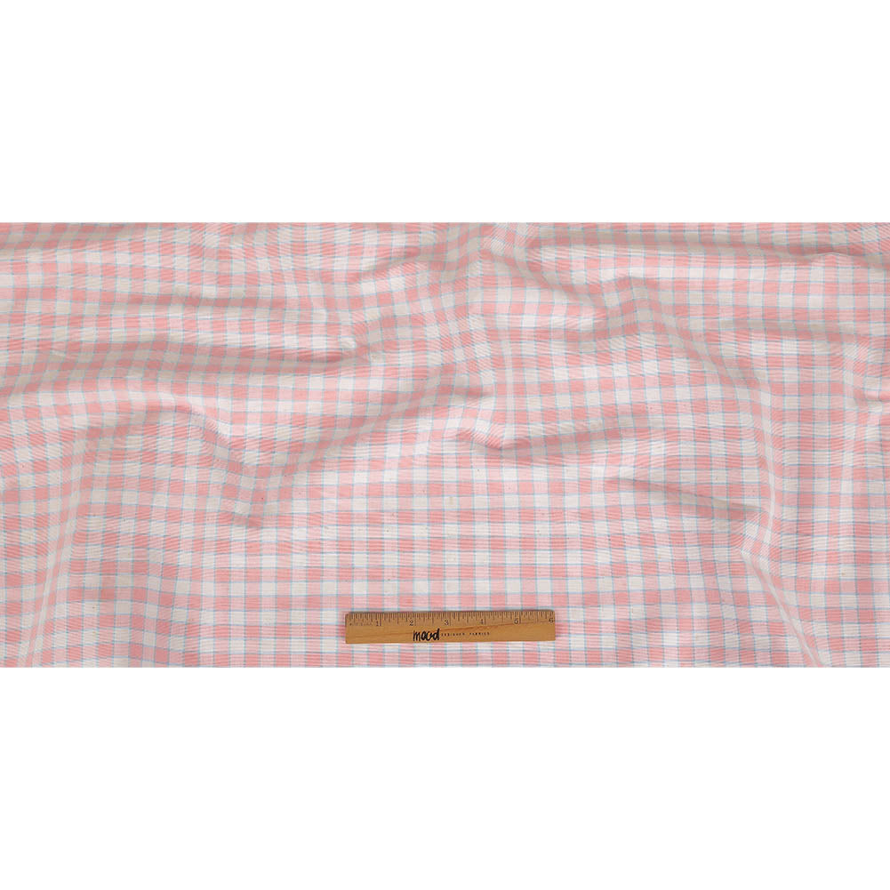 Baby Pink and Blue Checked Handwoven Cotton