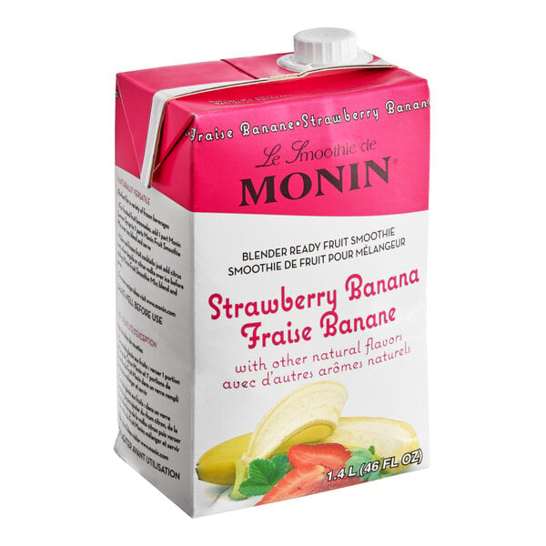 Monin Strawberry Banana Fruit Smoothie Mix 46 fl. oz. - 6/Case