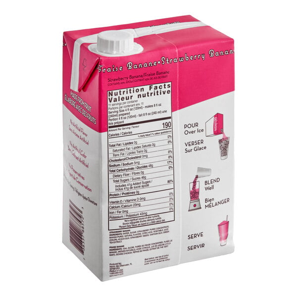 Monin Strawberry Banana Fruit Smoothie Mix 46 fl. oz. - 6/Case
