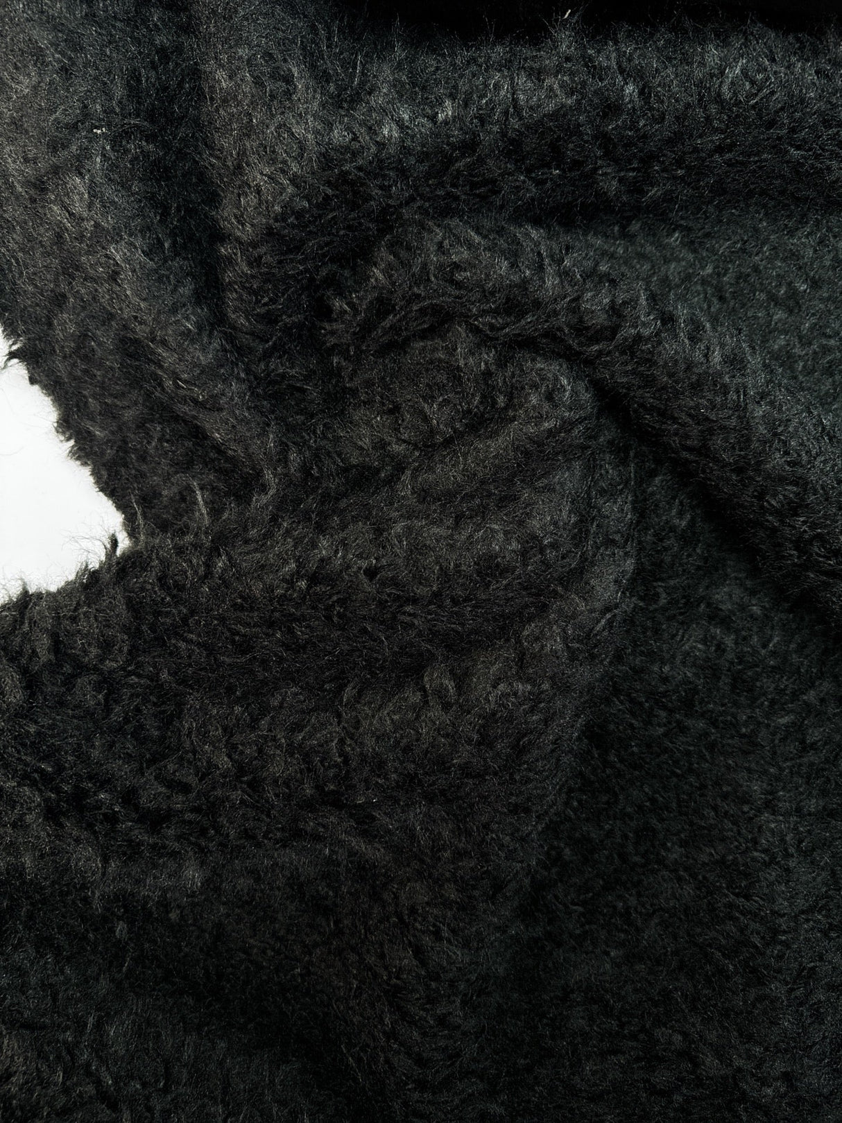 Black Acetate Polyester Faux Fur