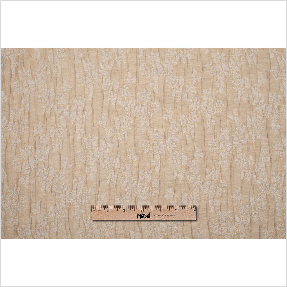 Candid Ginger and Pristine White Polyester Crinkled Jacquard