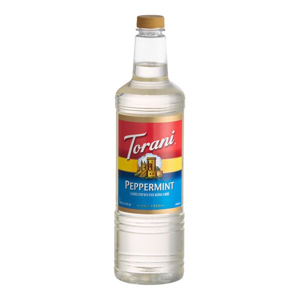 Torani Peppermint Flavoring Syrup Plastic Bottle 1 Liter - 6/Case