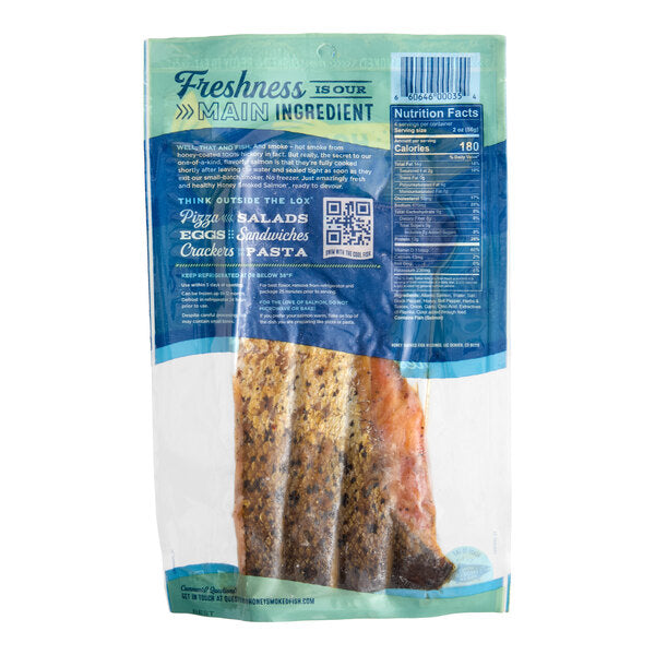 Honey Smoked Fish Co. Cracked Pepper Honey Smoked Salmon 8 oz. - 16/Case