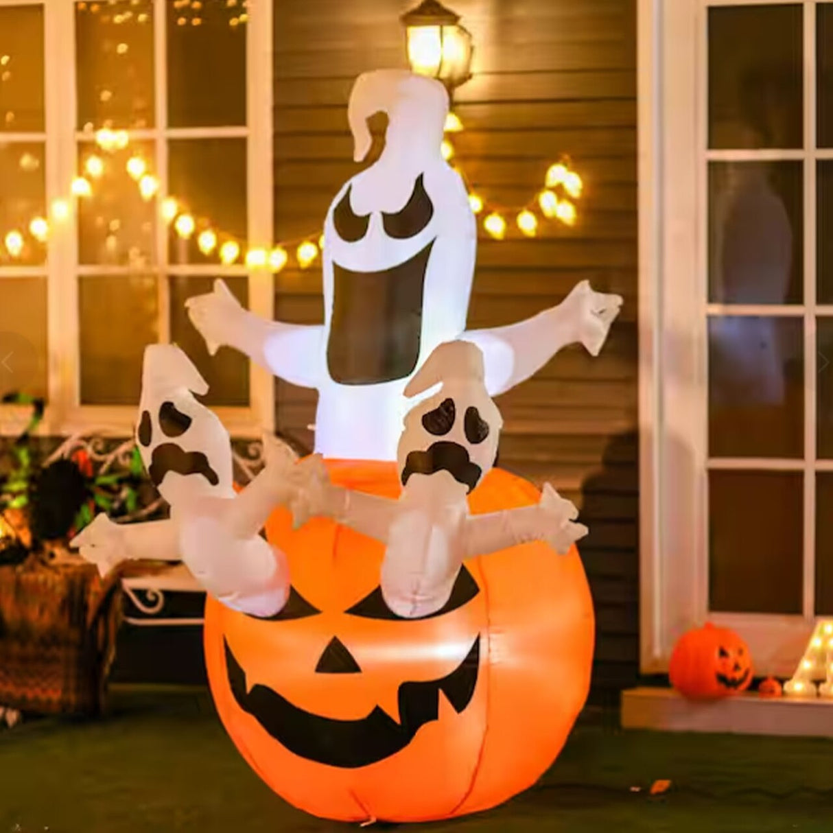 6 Ft LED Jack-O-Lantern Ghost Halloween Inflatable