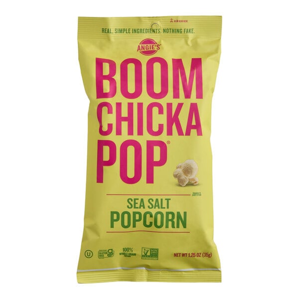 Angie's BOOMCHICKAPOP Sea Salt Popcorn 1.25 oz. - 12/Case