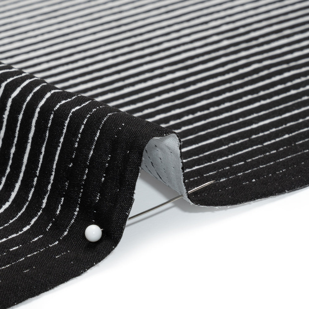 Black and White Striped Polyester Textured Woven