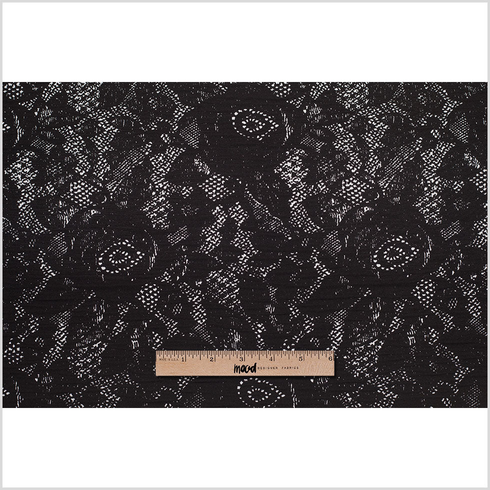 Black and White Abstract Wrinkled Polyester Woven