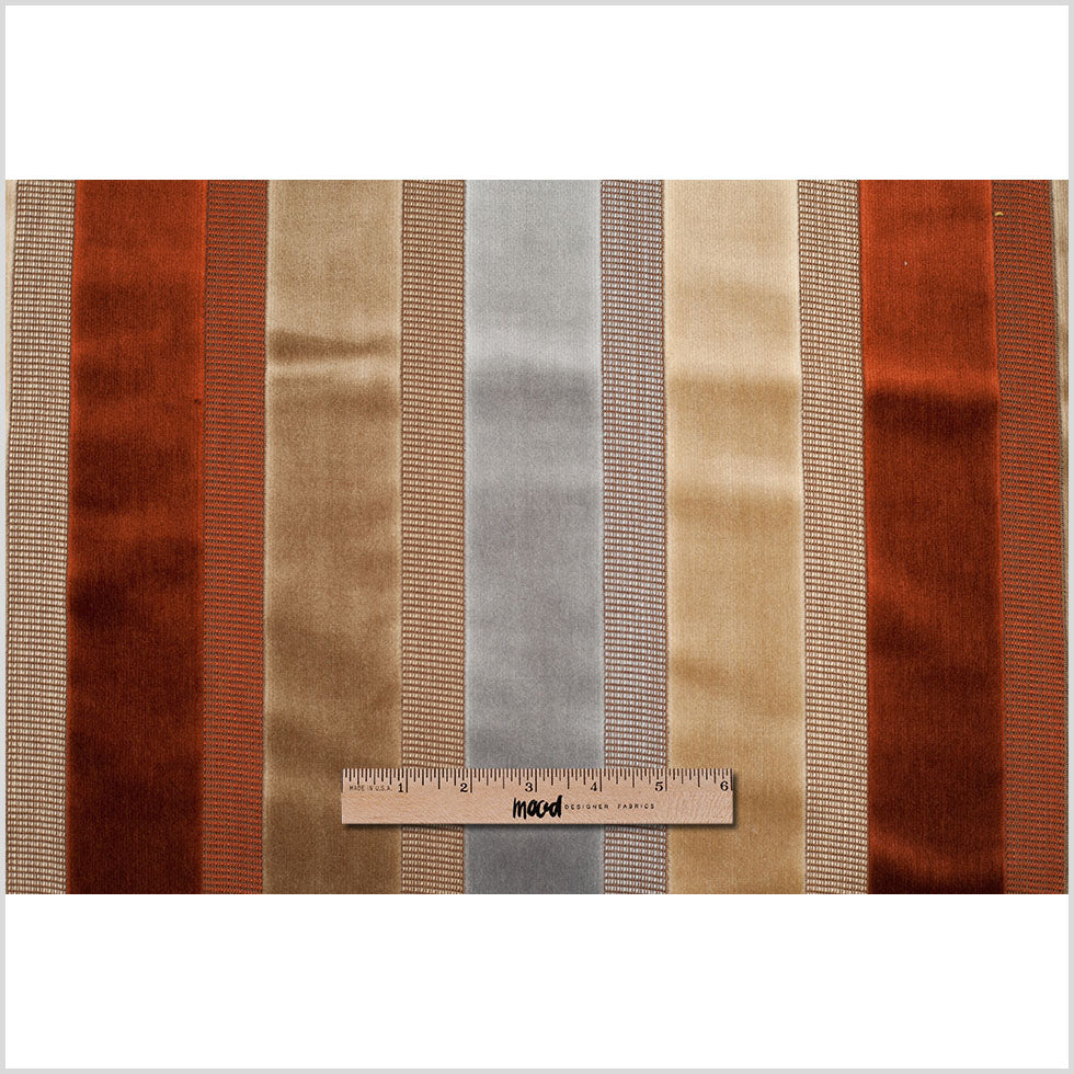 Beige/Rust Striped Velvet