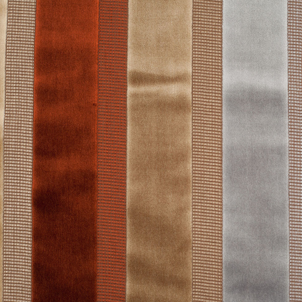 Beige/Rust Striped Velvet