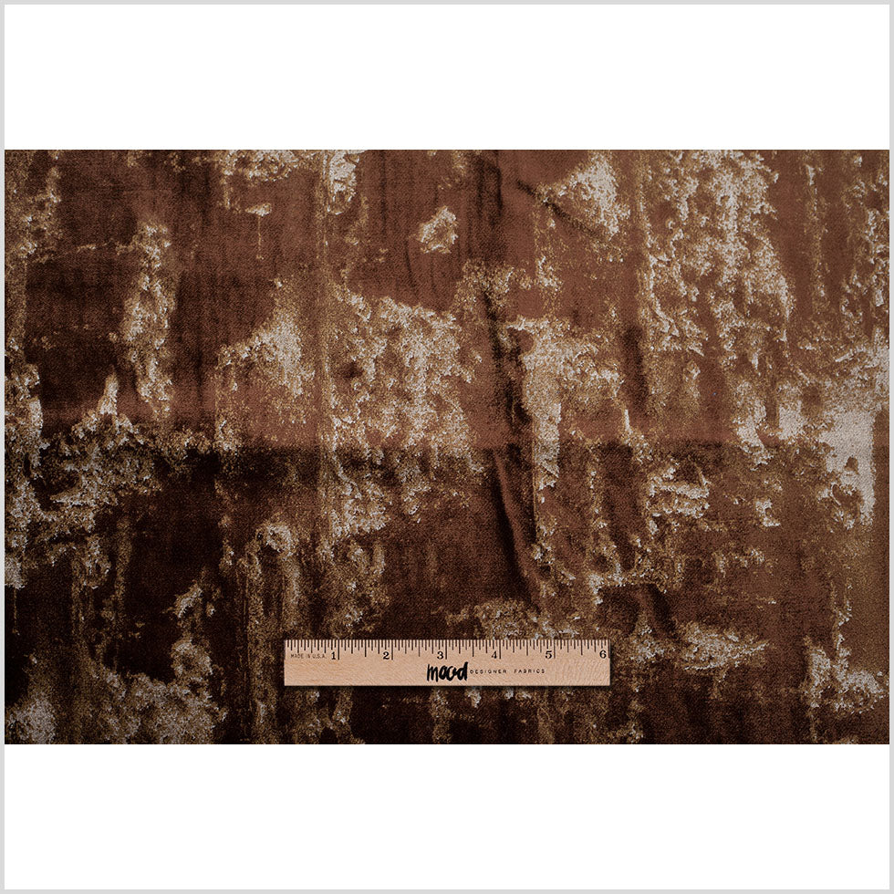 Metallic Brown/Gold Abstract Velvet