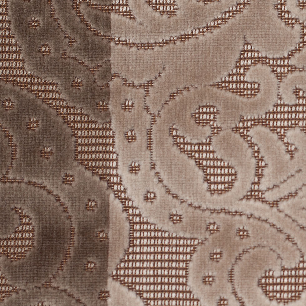 Brown/Beige Stiped Damask Cut-Out Velvet