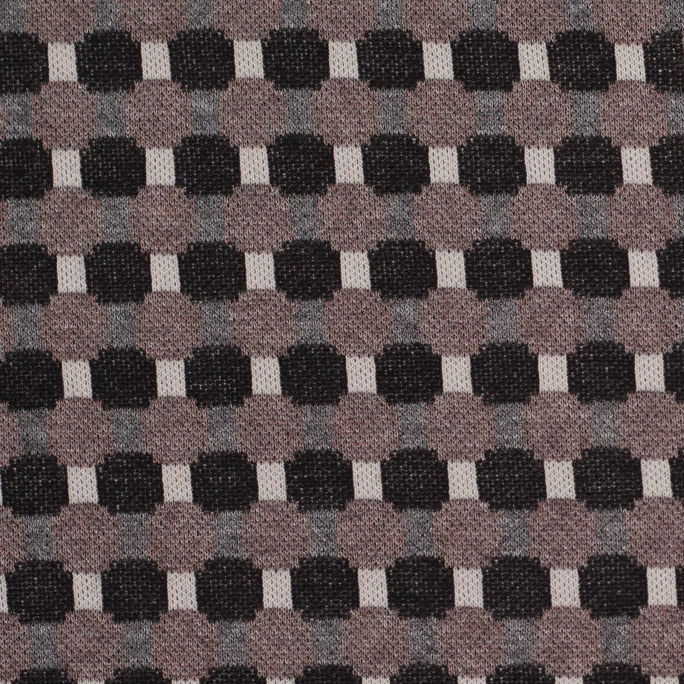 Famous Designer Walnut/Black Geometric Italian Cotton-Polyester Knit