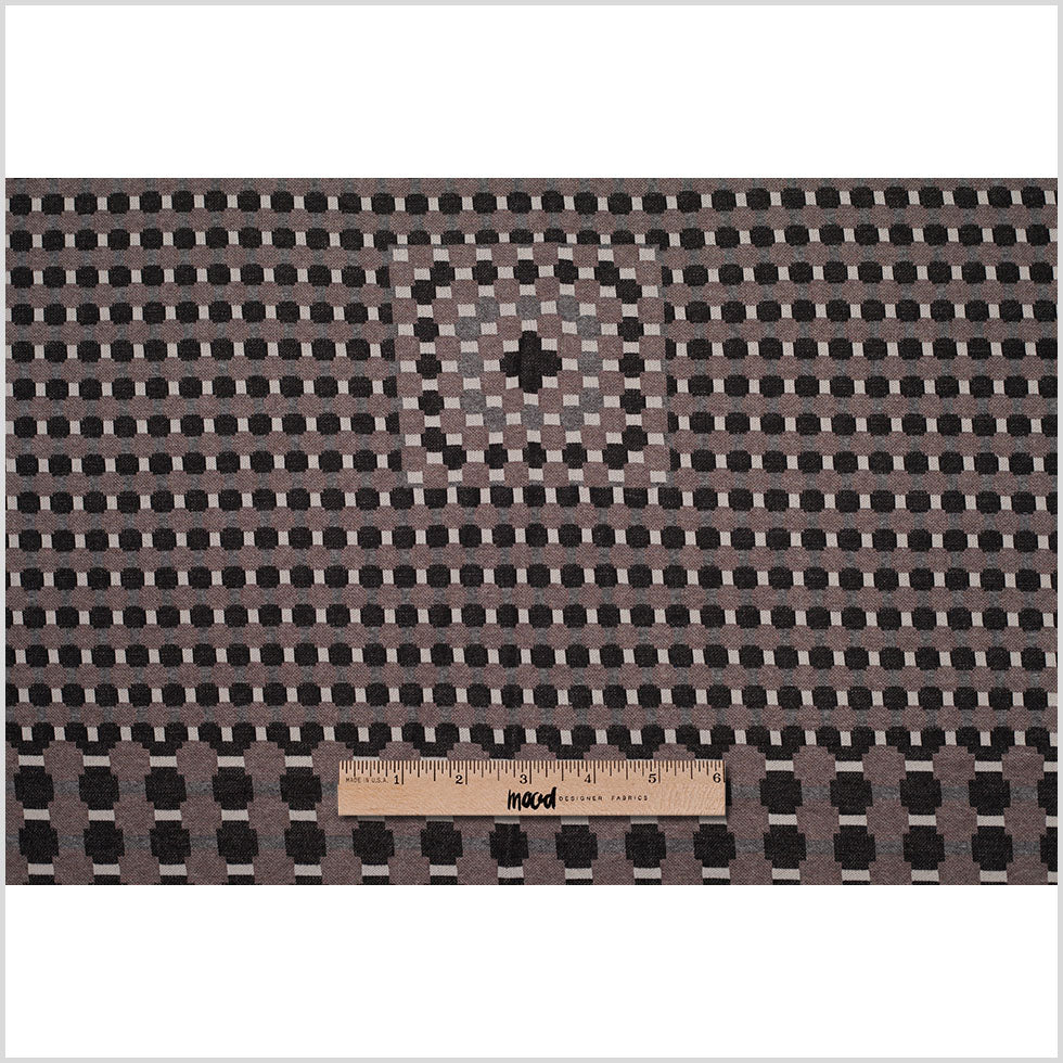 Famous Designer Walnut/Black Geometric Italian Cotton-Polyester Knit