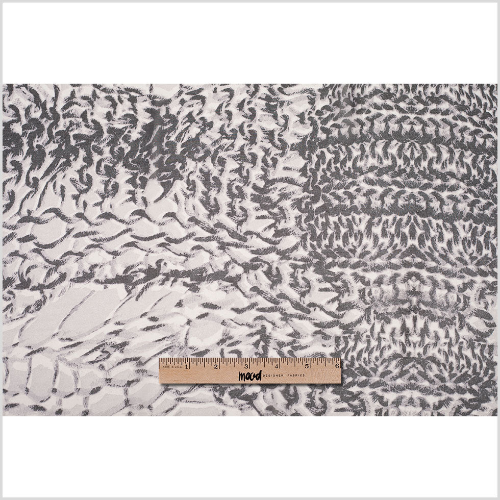 Black/Silver Animalistic Polyester Chiffon Panel