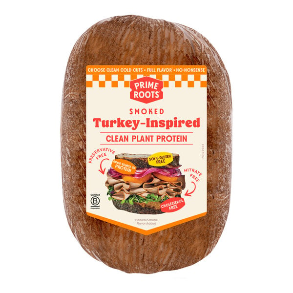 Prime Roots Vegan Classic Smoked Koji-Turkey Deli Chub 2.26 lb. - 4/Case