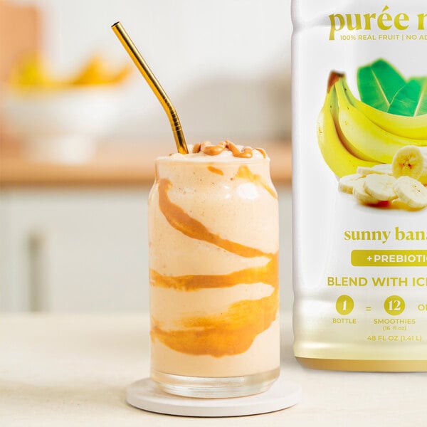 Smartfruit Sunny Banana 100% Fruit Puree Beverage Mix 48 fl. oz. - 6/Case