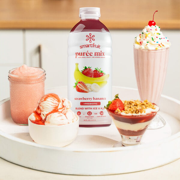 Smartfruit Strawberry Bananza 100% Fruit Puree Beverage Mix 48 fl. oz. - 6/Case