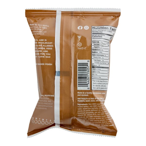 Abe's One Big Muffin Individually Wrapped Vegan Chocolate Chip Muffin 3.2 oz. - 22/Case
