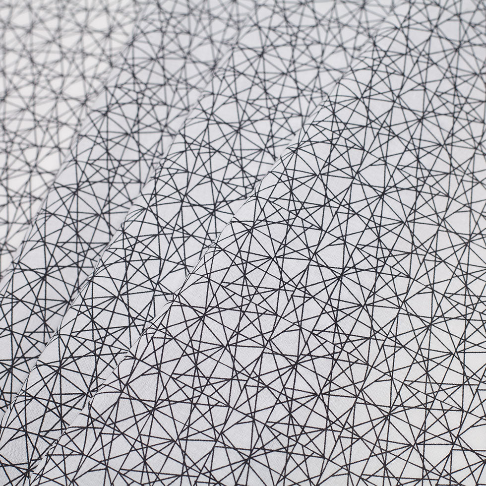 Black/White Abstract Geometric Stretch Cotton Print