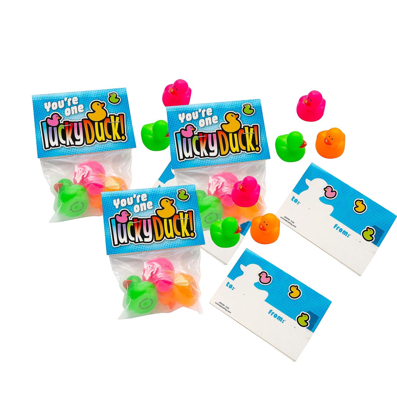 5 1/2" Mini Neon Ducks – Lucky Duck Exchange Packs (12 Pieces)