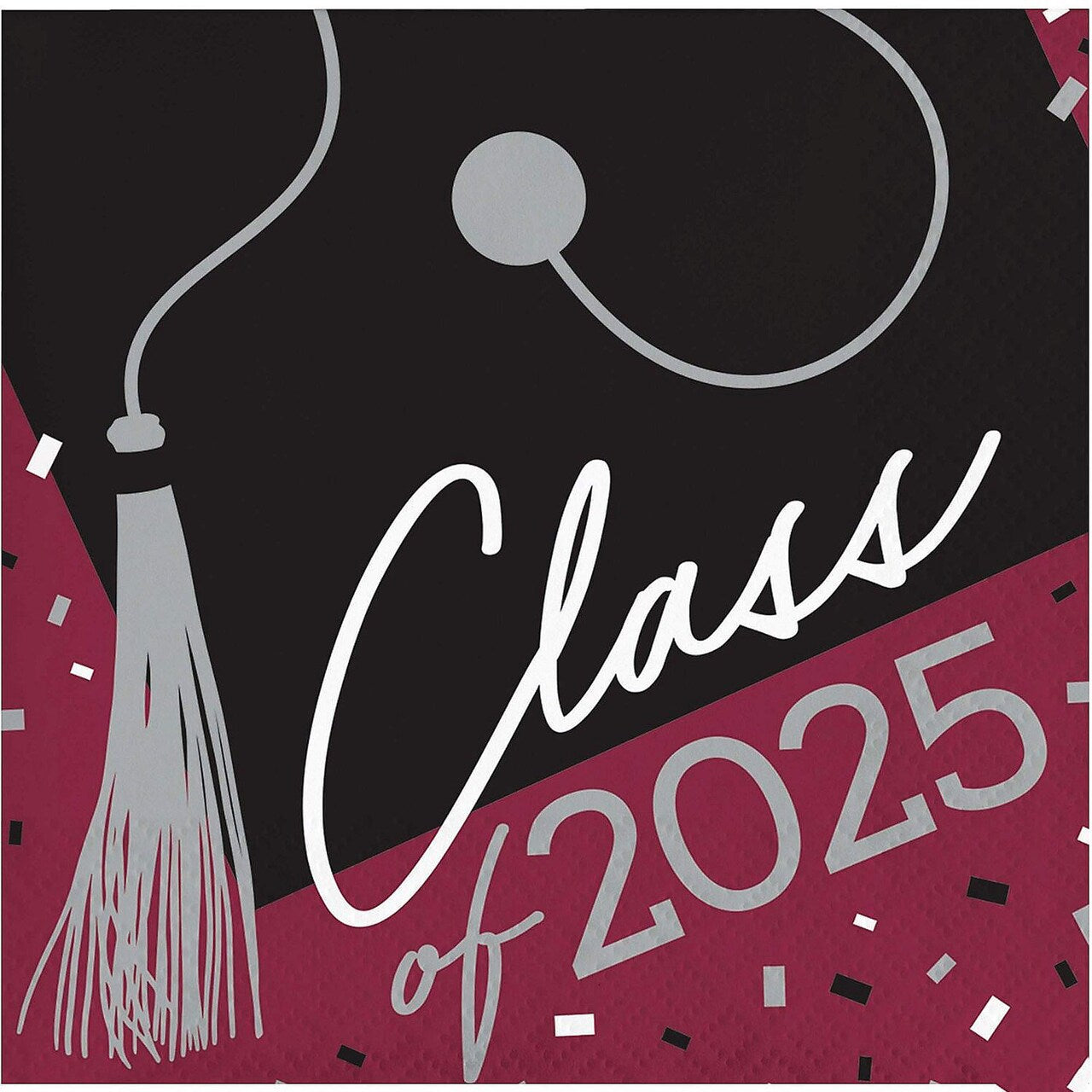 Creative Converting School Spirit Burgundy Class of 2025 Beverage Napkins – 108 Count