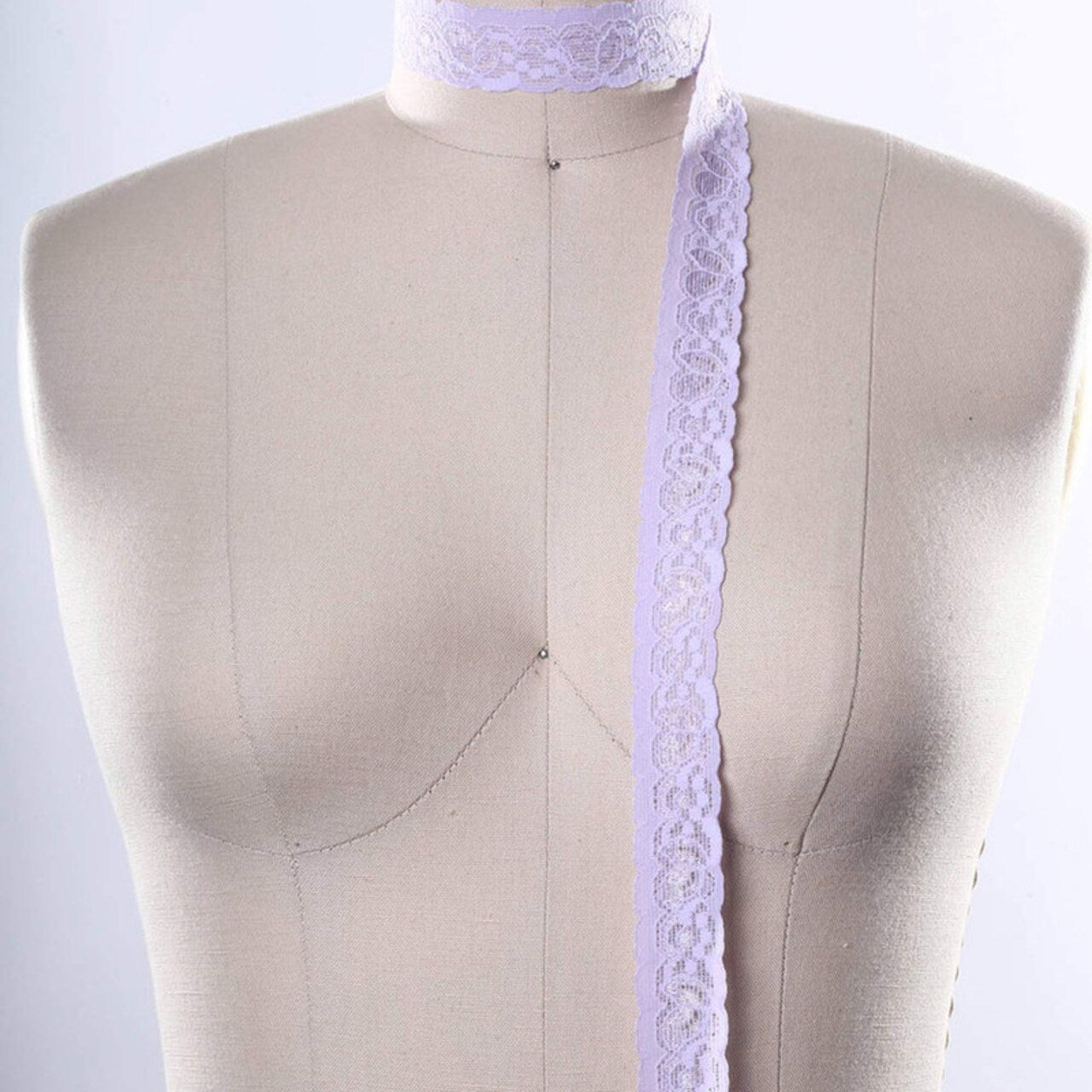 2 Yards Periwinkle Lilac Stretch Lace Trim 1" Floral Elastic Ribbon for Sewing & Crafts