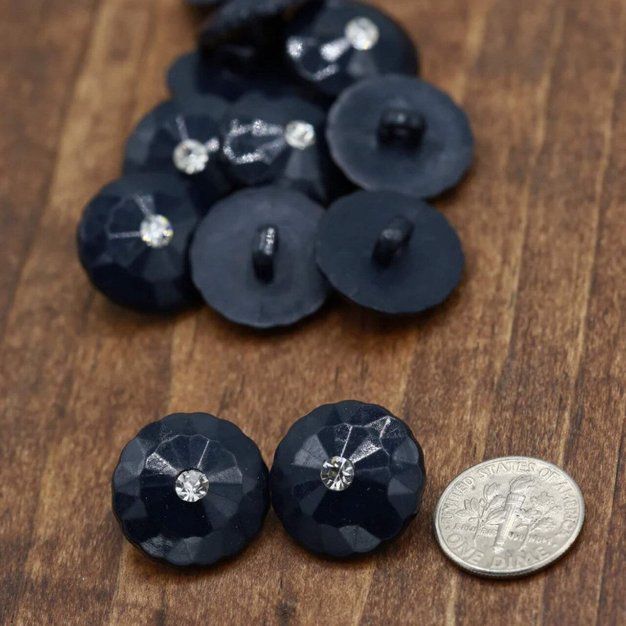 4 Pc Black Etched Rhinestone Shank Buttons for Sewing and Crafts