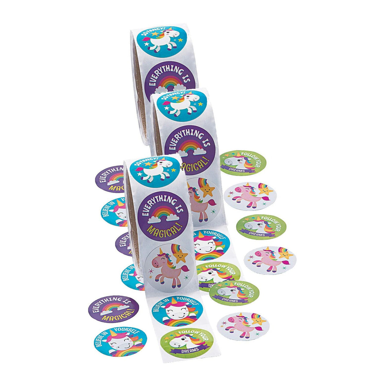 Multicolor Motivational Unicorn Sticker Roll 100 Pieces
