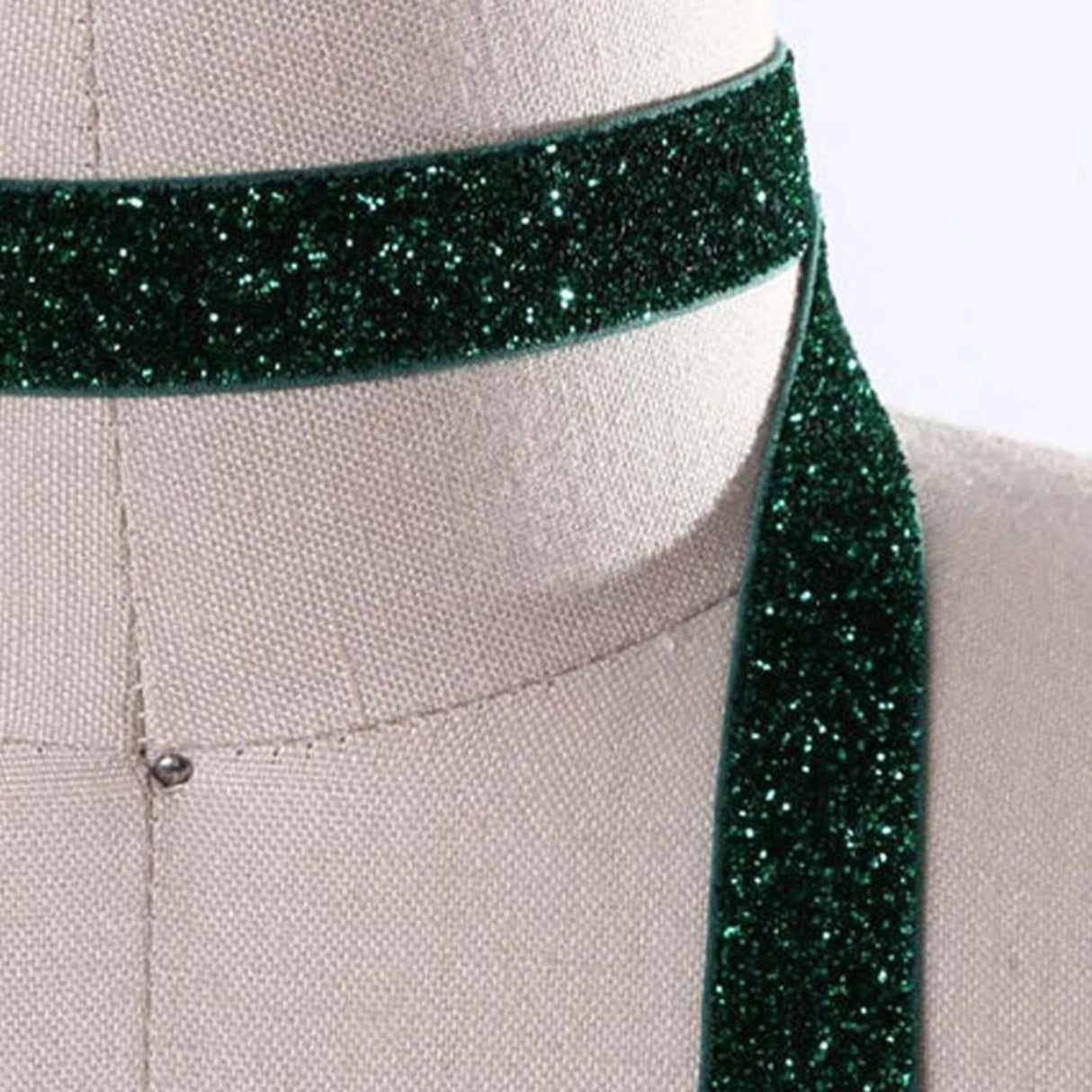 2 Yards 5/8" Christmas Green Glitter Elastic Trim for Headband Making