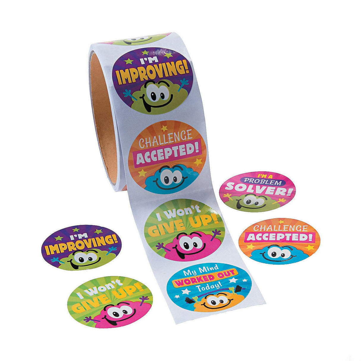 Growth Mindset Multicolor Sticker Roll 100 Pieces