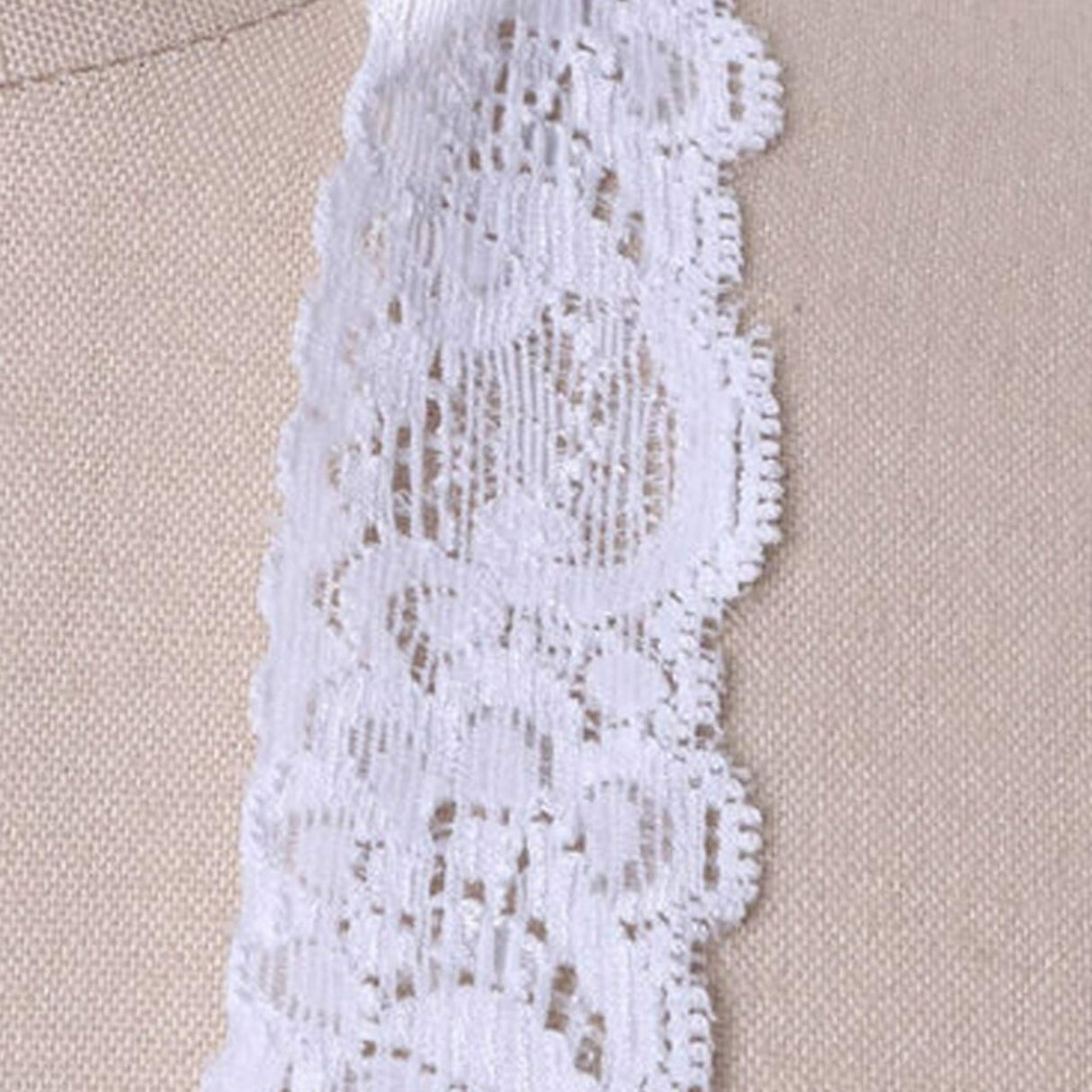2 Yards White Stretch Lace 1" Wide Floral Elastic Trim for Sewing, Lingerie & Crafts