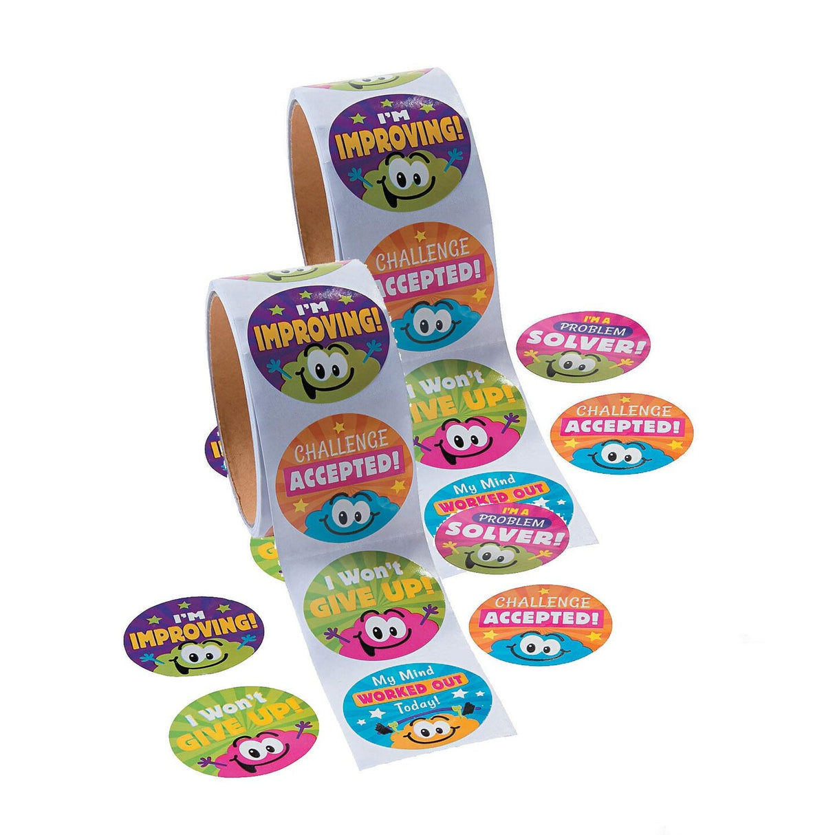 Growth Mindset Multicolor Sticker Roll 100 Pieces