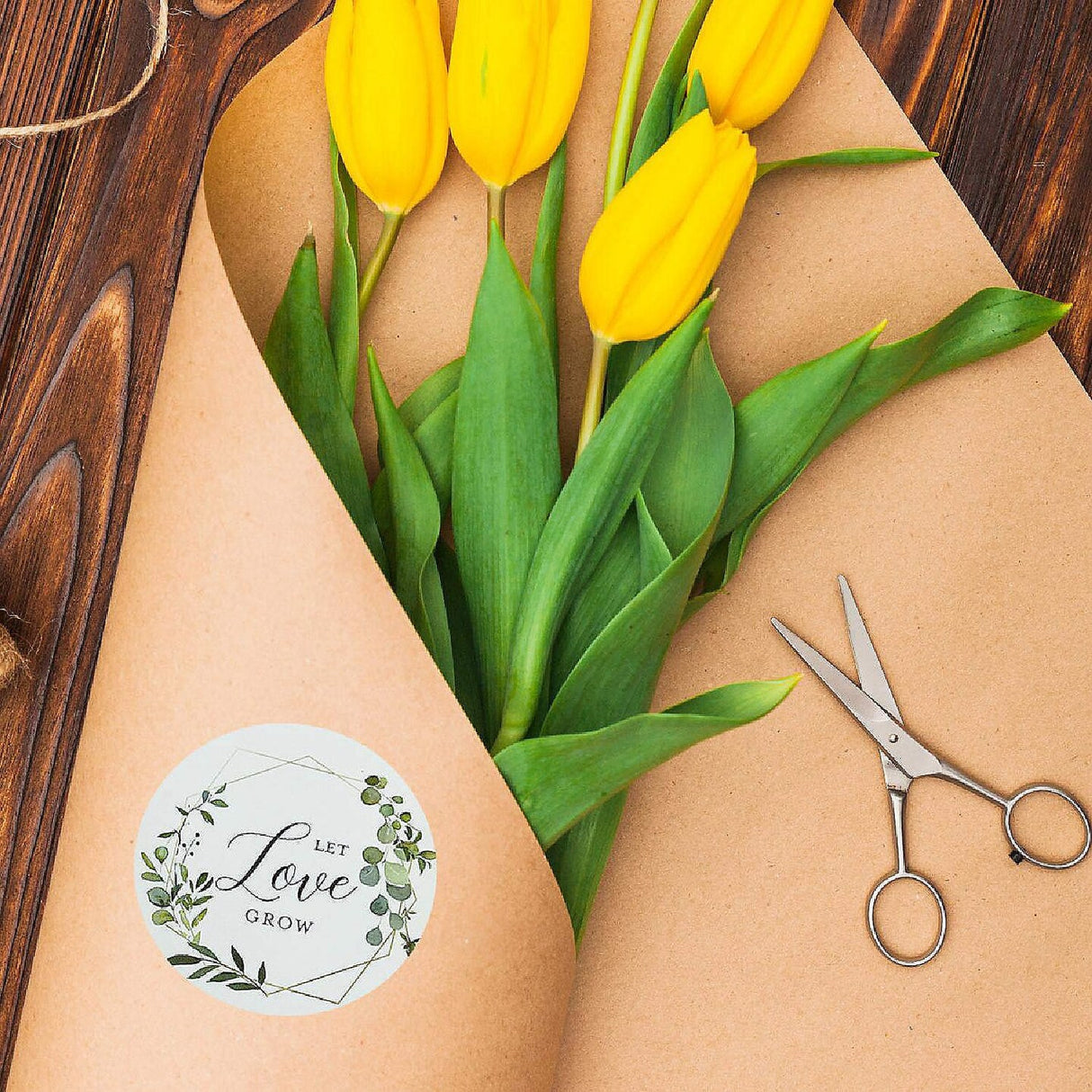 Wrapables 1.5 inch Let Love Grow Stickers Roll Sealing Stickers and Labels 500 Pc