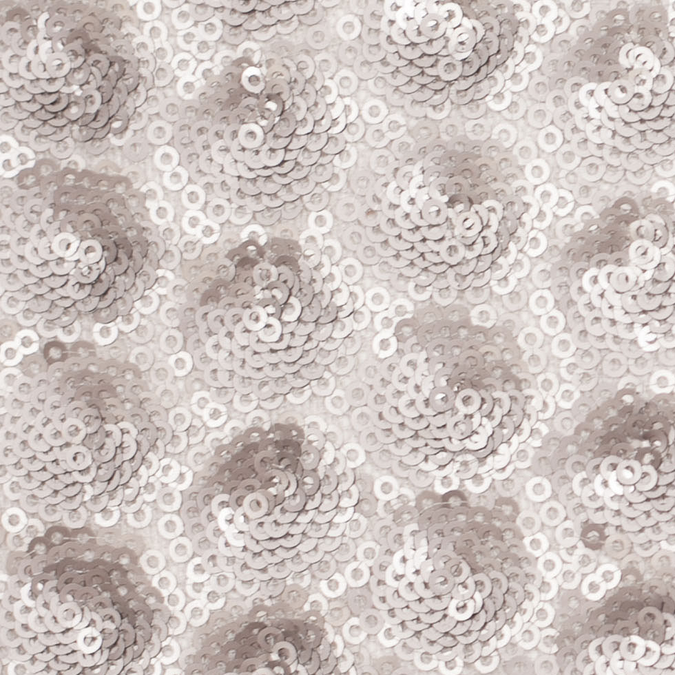 Polyester Mesh with Clustered Baby Sequins - Silver