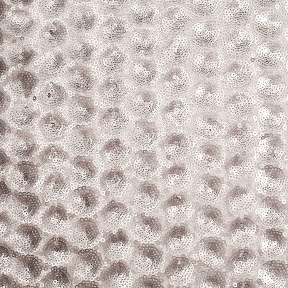 Polyester Mesh with Clustered Baby Sequins - Silver