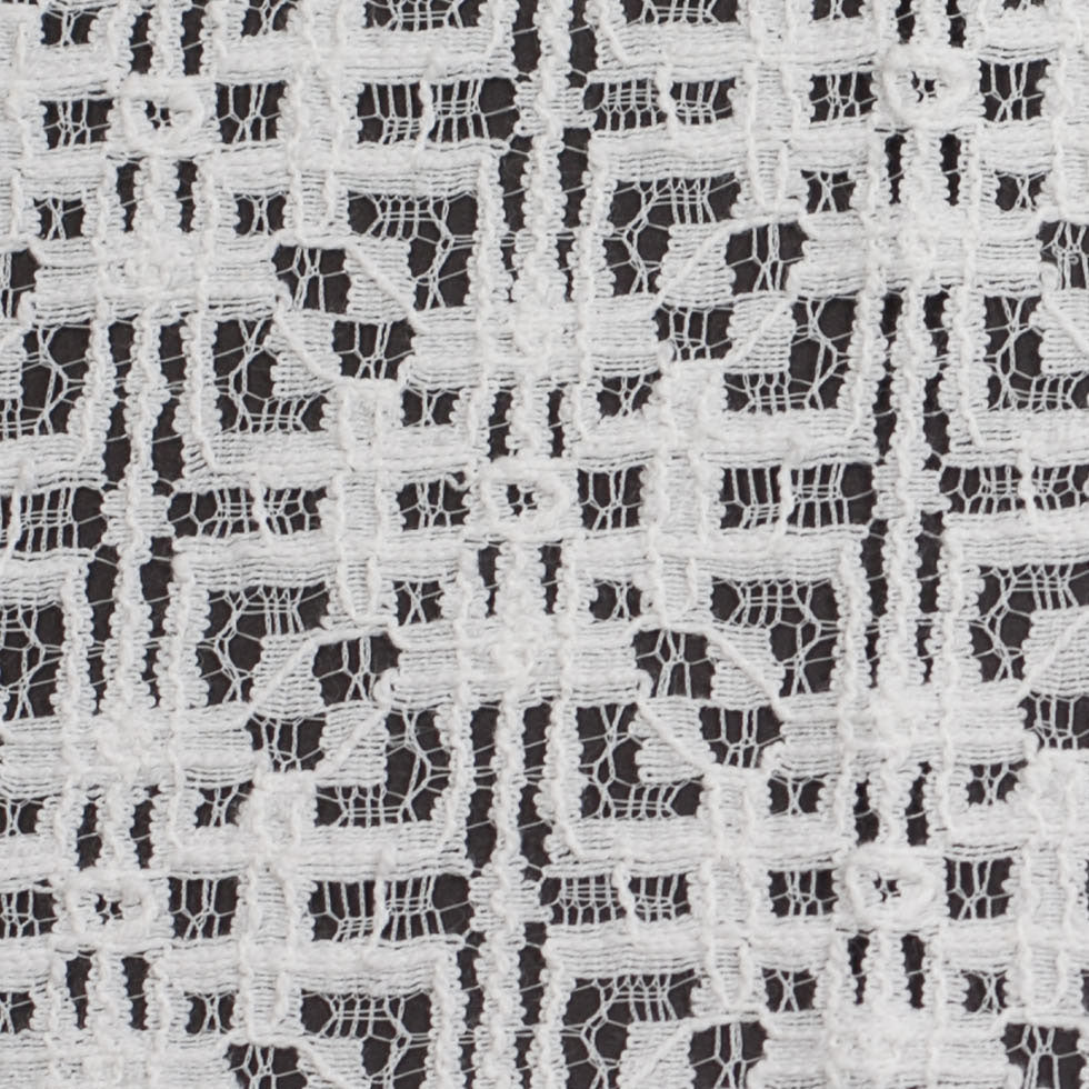 White Geometric Cotton-Nylon Lace