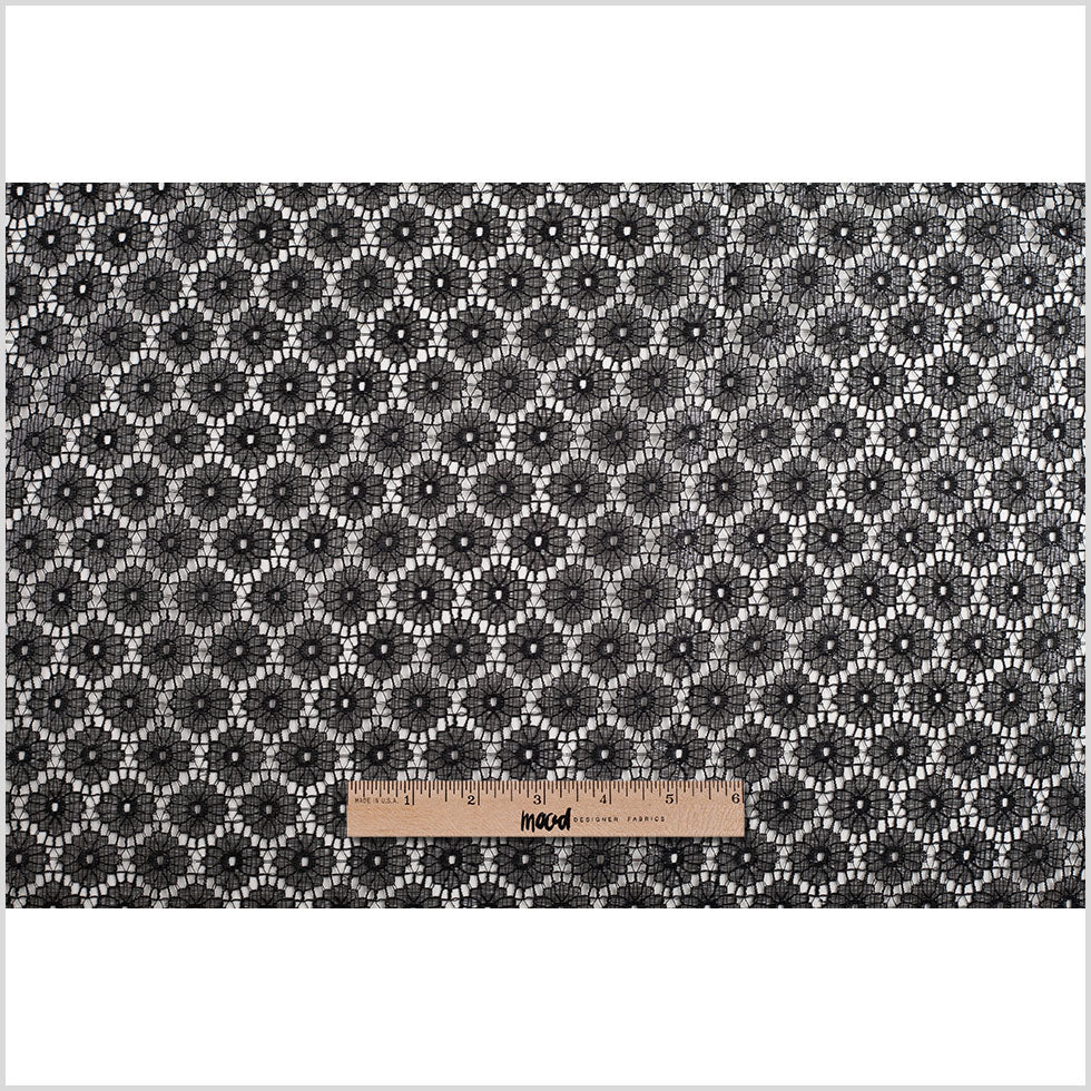 Metallic Black/Black Nylon Floral Lace
