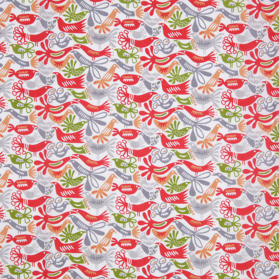 Cotton Voile - Red, Orange and Green Animal