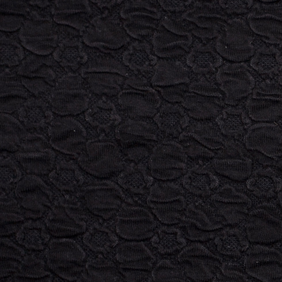 Black Stretch Viscose-Nylon Novelty Knit