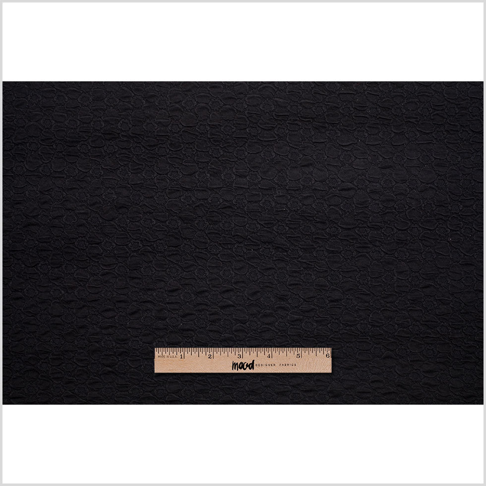 Black Stretch Viscose-Nylon Novelty Knit