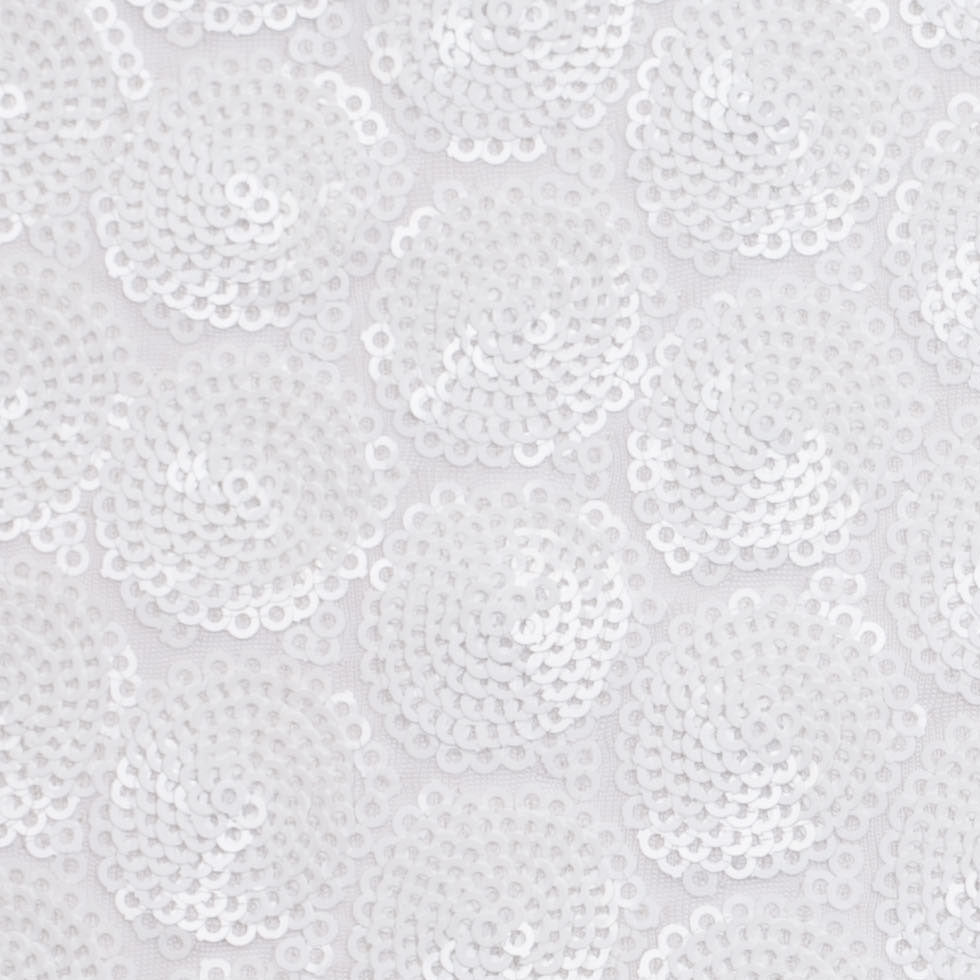 Polyester Mesh with Clustered Baby Sequins - White