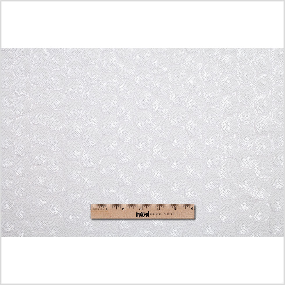 Polyester Mesh with Clustered Baby Sequins - White