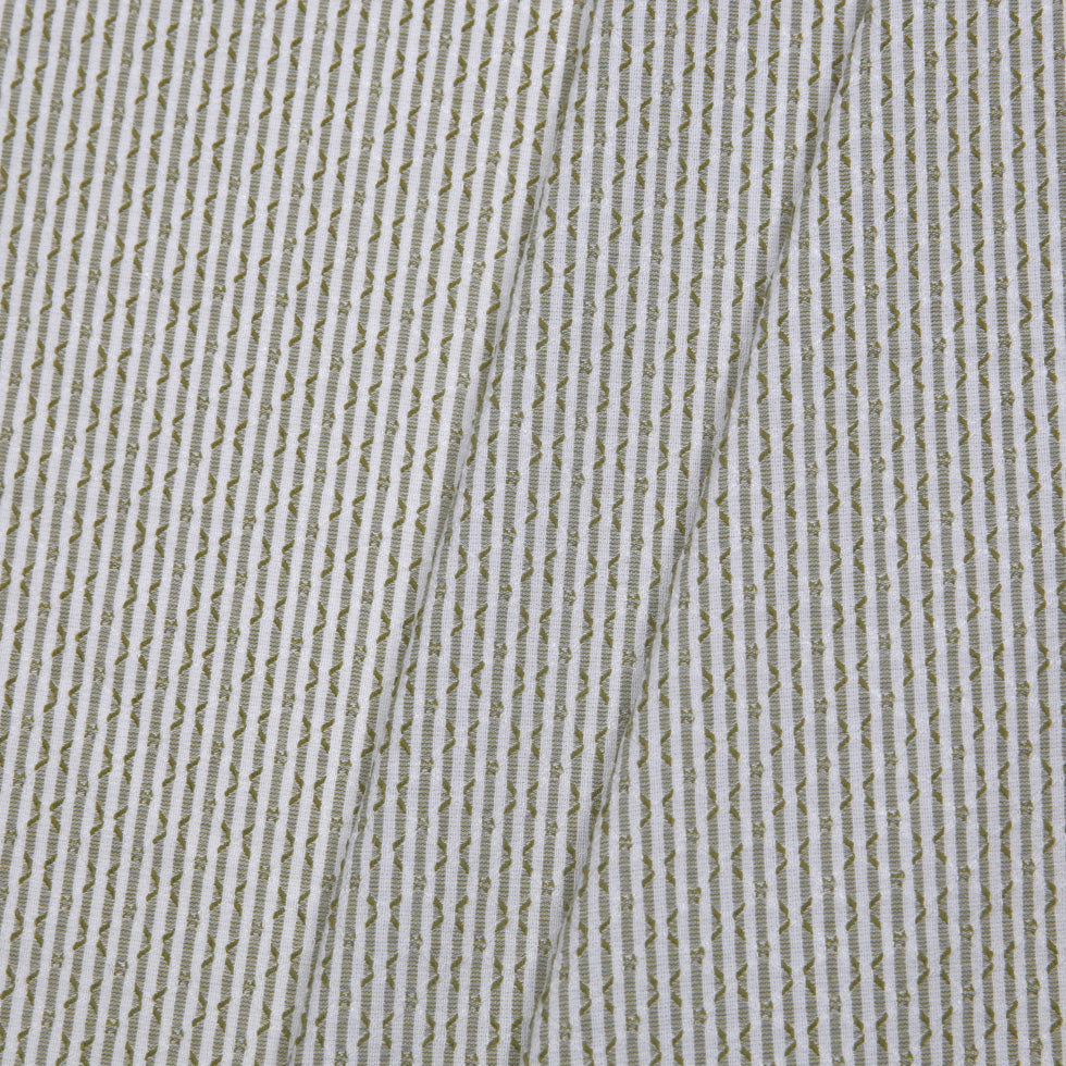 Italian White/Tarrgon Stretch Cotton Blended Brocade